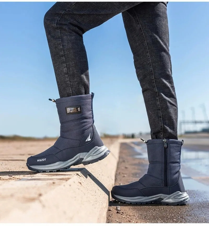 Winter Men's Boots Fashion High-top Casual Cotton Boot Thick Fur Plush Warm Snow Boots Non Slip Platform Boots for Men Botas2025