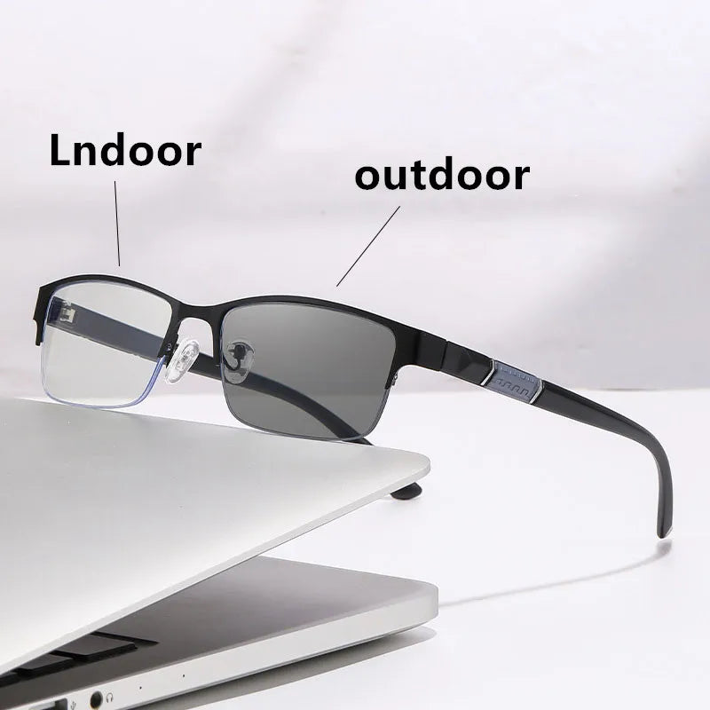 1PCS Progressive Multifocal Reading Glasses 2026New Man Woman Half-Frame Photochromic Reading Eyeglasses Versatile Outdoor Reade