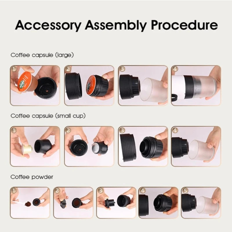 Portable Coffee Maker,3-in-1 Espresso Machine for Travel 20 bar Mini Coffee Maker Compatible with Ground Coffee & Capsule