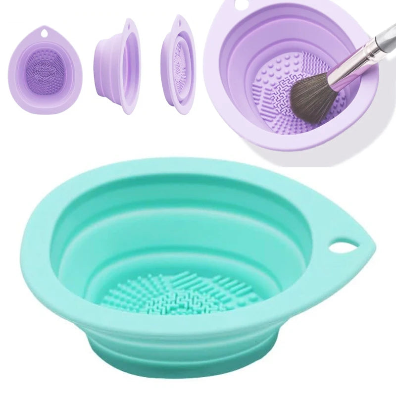 New Silicone Makeup Brush Cleaner Folding Powder Puff Cleaning Bowl Eyeshadow Brushes Washing Soft Mat Beauty Tools Scrubber Box