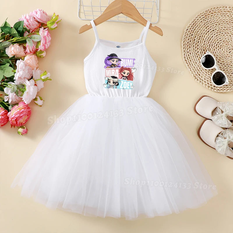 Demone Hunter Girls Baby Dress Skirts Summer Cute Anime Harajuku Princess Y2K Kawaii Clothes Kids Tutu Puffy Skirt Birthday Gift