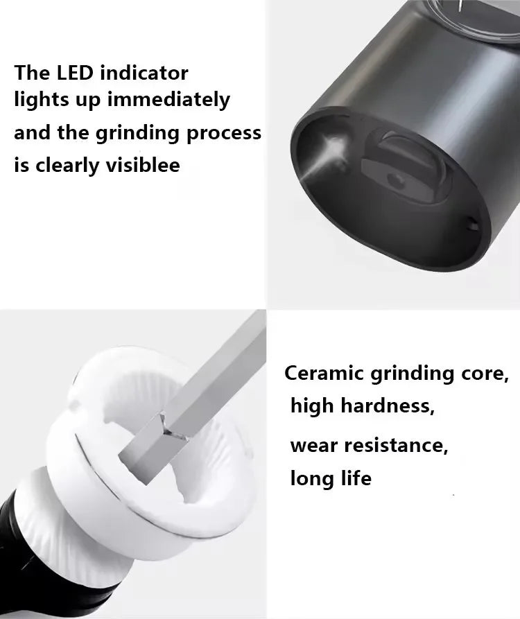 Electric Automatic Salt and Pepper Grinder Set with Led Light Grinder Set Spice Mill Adjustable Spices Grinder Kitchen Tools