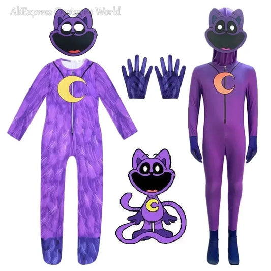 Kids Smiling Critters Cosplay Costume Aminal Purple Cat Clothing Catnap Elephant Bear Bodysuit Jumpsuit Mask Halloween Costumes