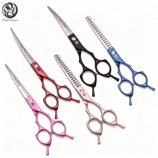 6.5 7 Inch Professional Pet Dog Cat Grooming Scissors 440C Japanese Stainless Steel Sharp Blades Shears Thinning Curved Straight