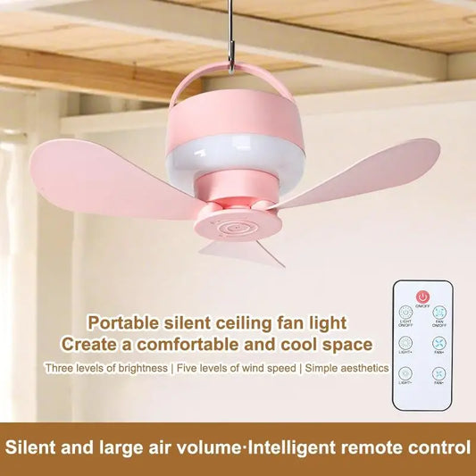 ventilateur de plafond USB Rechargeable Ceiling Fan With Light Remote Control Portable Small Fan Lamp Ceiling Fans For Bedroom
