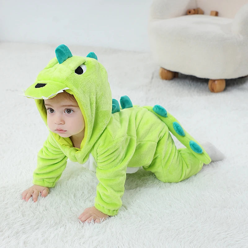 Halloween Baby Rompers Kigurumis Lovely Dinosaur Cartoon Pajamas Clothes Infant Boys Girls Baby Onesie Romper Newborn Hooded