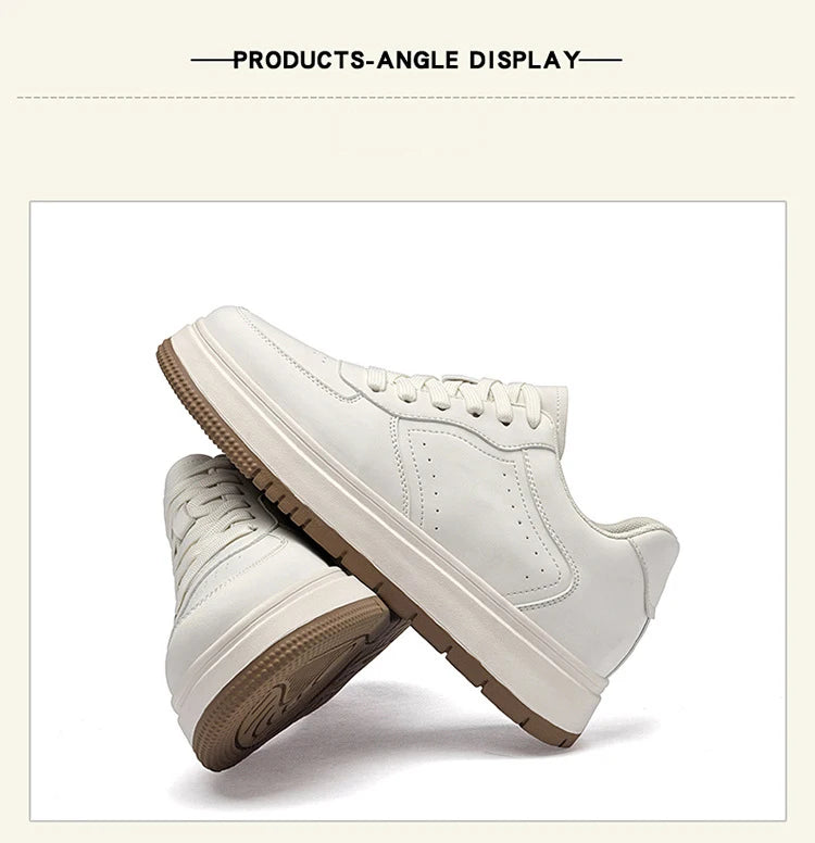 Men's Invisible Height Increasing Elevator Shoes Lace-up Sporty White Sneakers 8/10cm Taller Size Plus Invisible Elevate Shoes