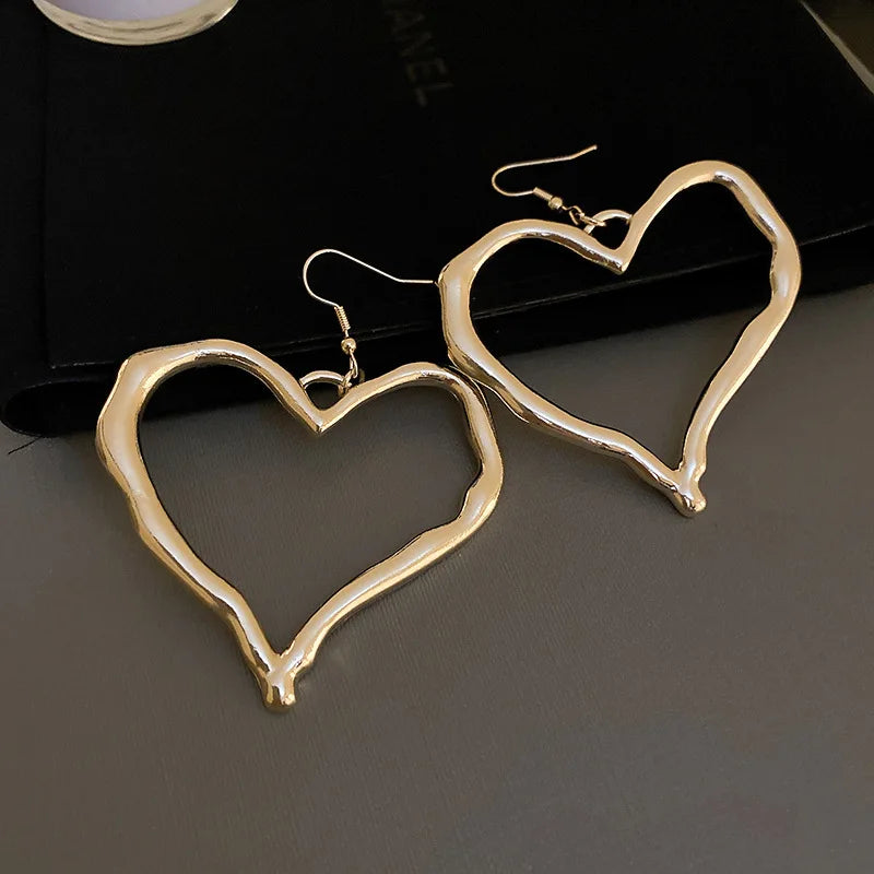 Metal Irregular Heart Jewelry Sets for Women Exaggerated Necklace Earrings Two-piece Set of Light Luxury High-grade Accessories