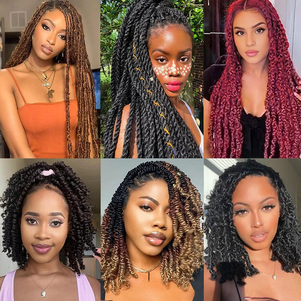 Marley Twist Braiding Hair Ginger Burgundy Ombre Brown Black Springy Afro Twist Hair PreFluffed Spring Twist Kinky Braiding Hair