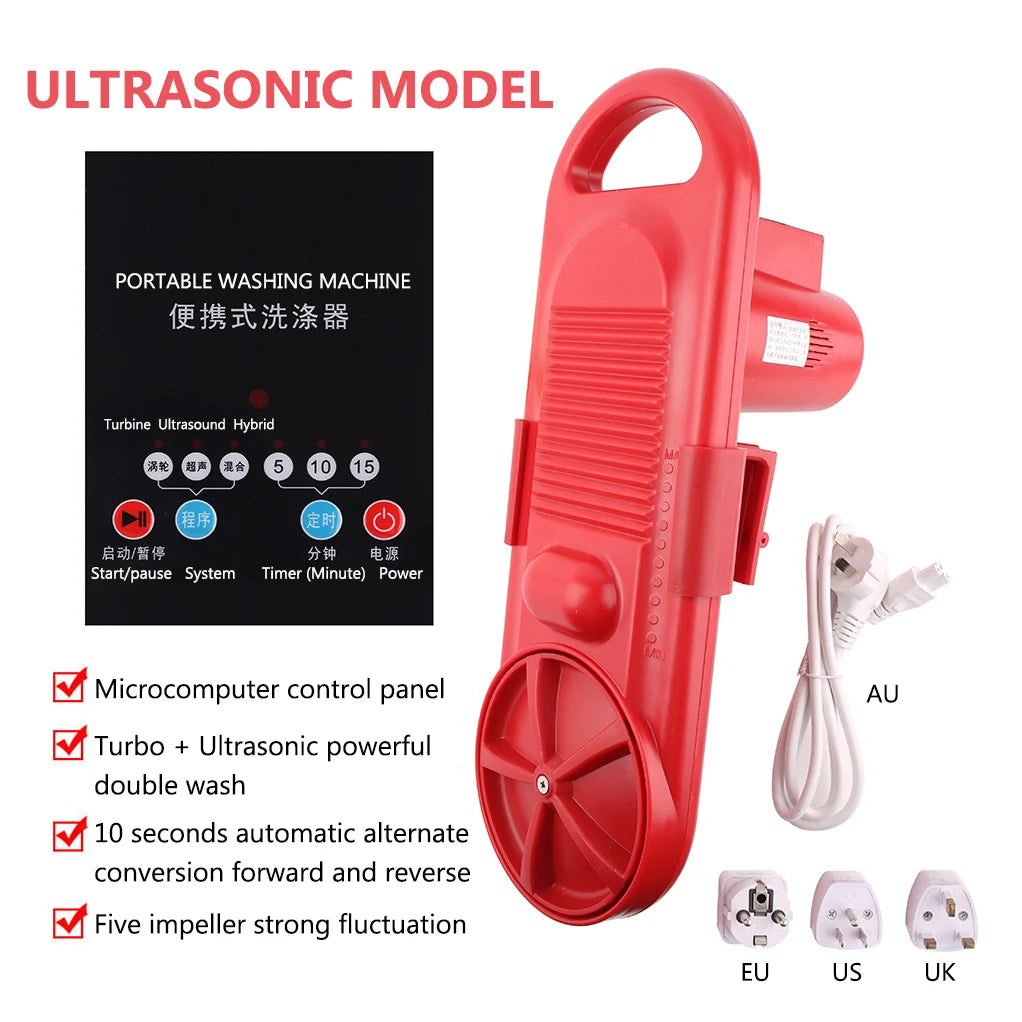 Mini Portable Washing Machine Microcomputer control Household Ultrasonic Cloth Washer Forward Reverse Bilateral Cleaning Device