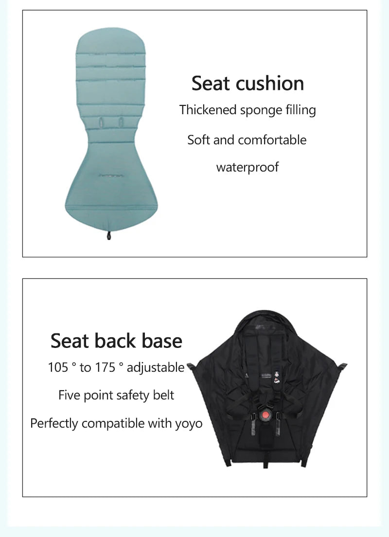 3Pcs /Set 175° Strollers Accessories Sunshade Covers Seat Cushion With Breathable Mesh Canopy Seat Liner Fit YOYO+/YOYO2/YOYA