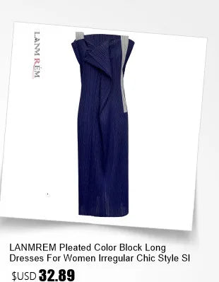 LANMREM Pleated Appliques Long Dresses For Women Round Collar Lace-up Full Sleeve Evening Party New 2025 Lady Dress 32S1173