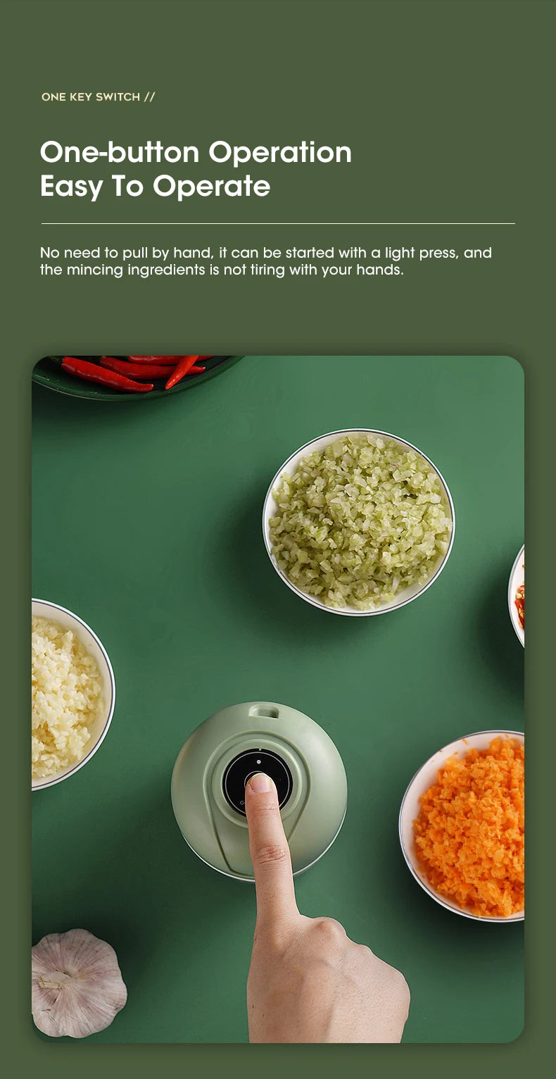 Electric Mini Garlic Masher Portable Multi Function Vegetable Meat Grinder Chopper USB Charging