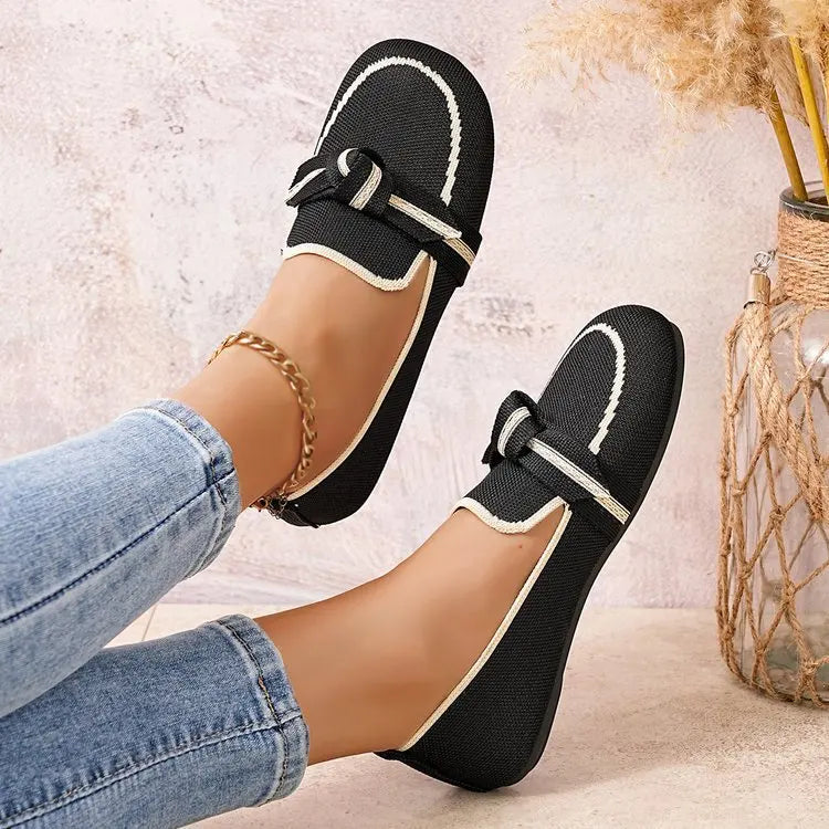 Women Flats 2025 New Knitted Breathable Flat Shoes Women Large Size Lightweight Loafers Anti-Slip Casual Flat Sneakers Women