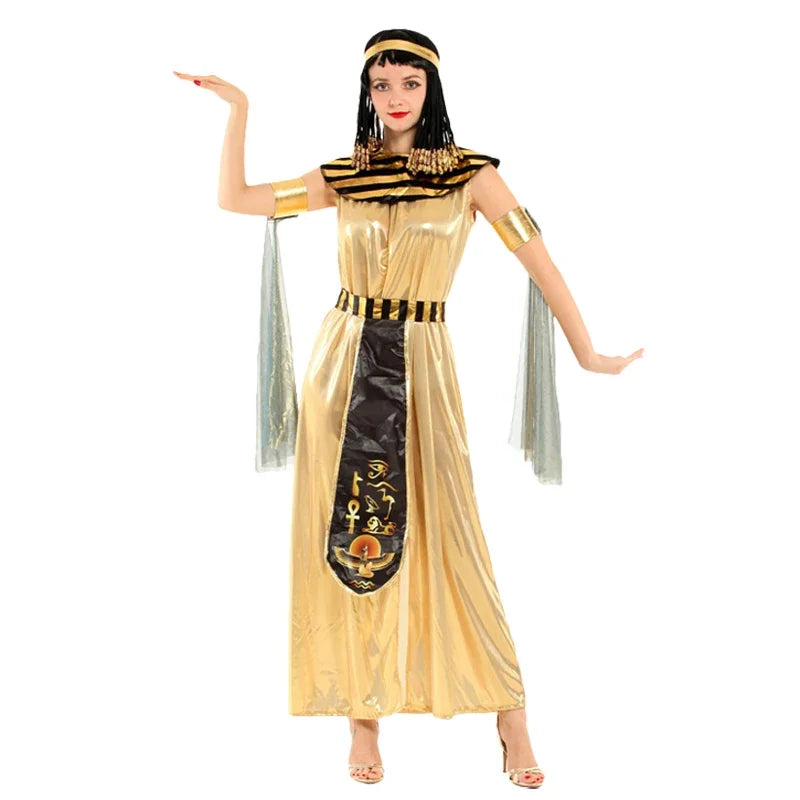 Halloween parent-child costume: Ancient Egyptian king Pharaoh goddess Cleopatra Cosplay costumes golden ancient Egyptian role-pl