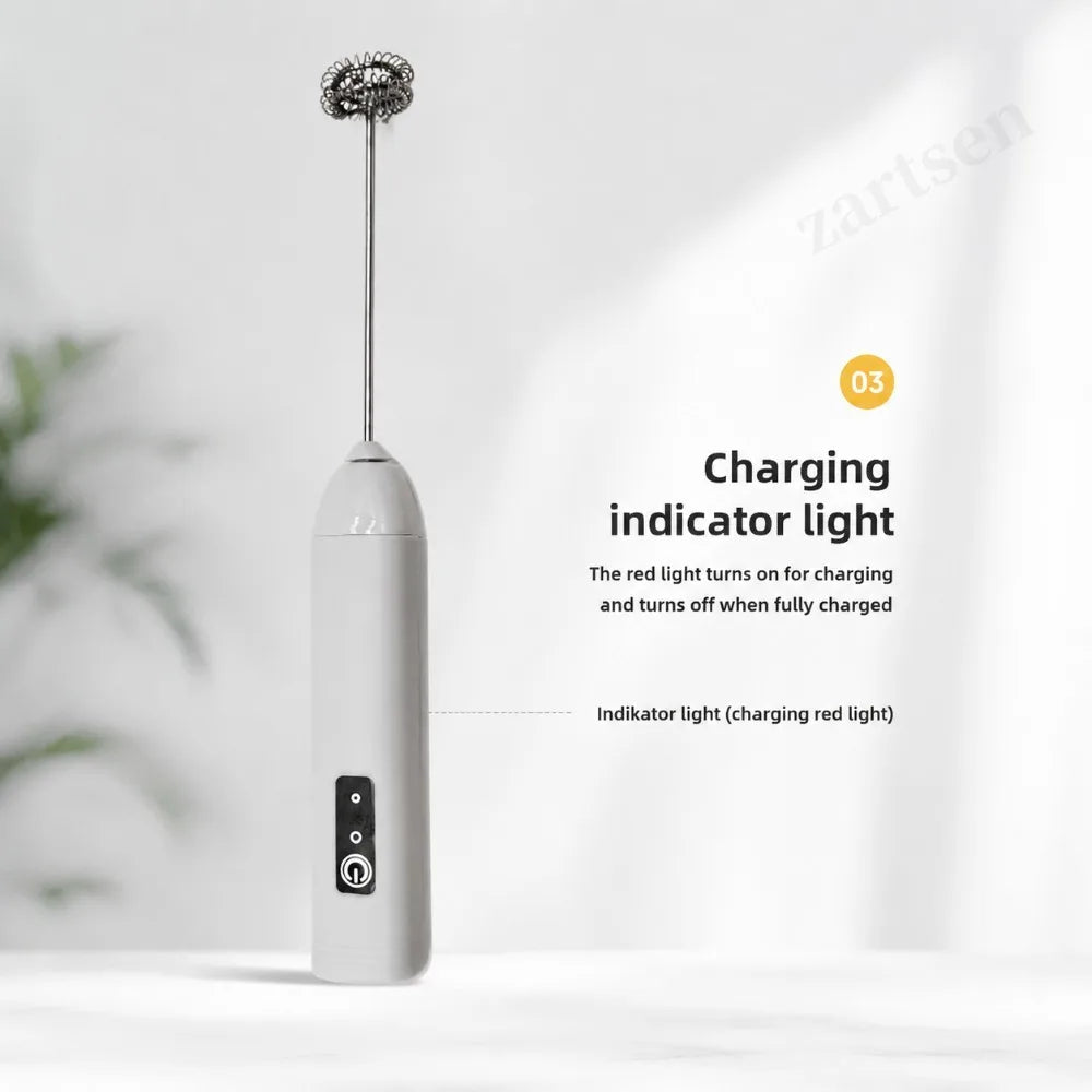 Electric Milk Frother + Egg Beater Wireless Type-C Charging 3 Speeds Mini Handheld Foam Maker Coffee Whisk Cooking Tools