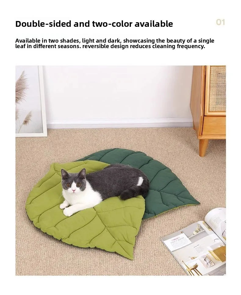 1/2PCS Leaf Shaped Cat Bed and Pet Mat Soft Washable Reversible Non-Slip Cushion for Cats and Dogs Indoor Travel Camping Pet Bed