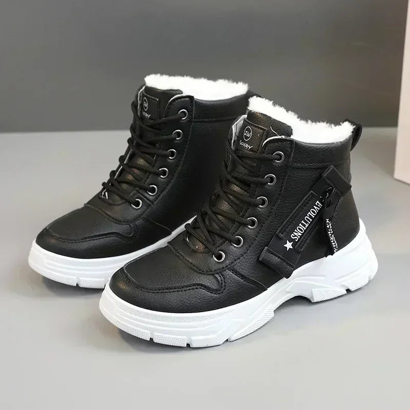 2025 New Winter Thick-soled Women Sneakers Warm Plus Velvet Cotton Shoes Large Size 42 Height-increasing Platform Women's Shoes