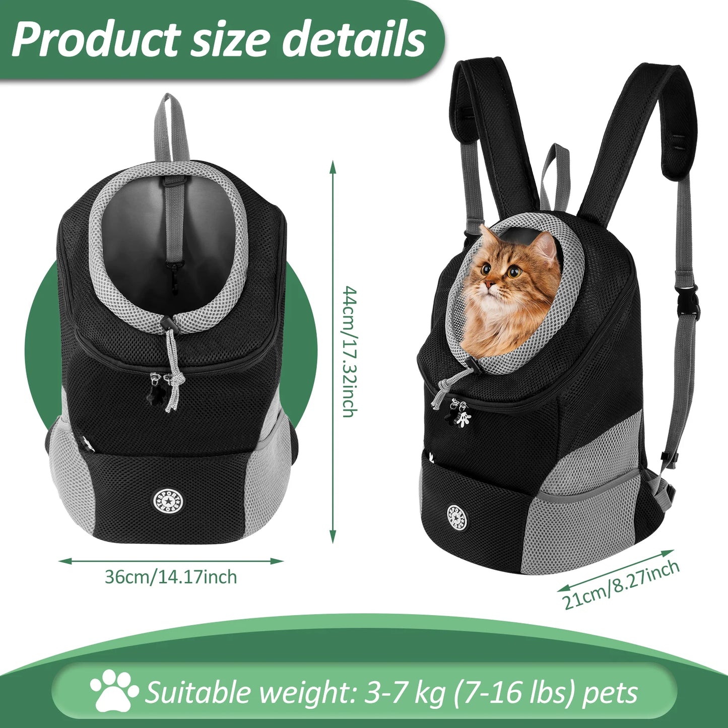 Pet Cat Carrier Backpack Breathable Oxford Cloth Portable Travel Puppy Dog Transport High-capacity Improve Air Circulation