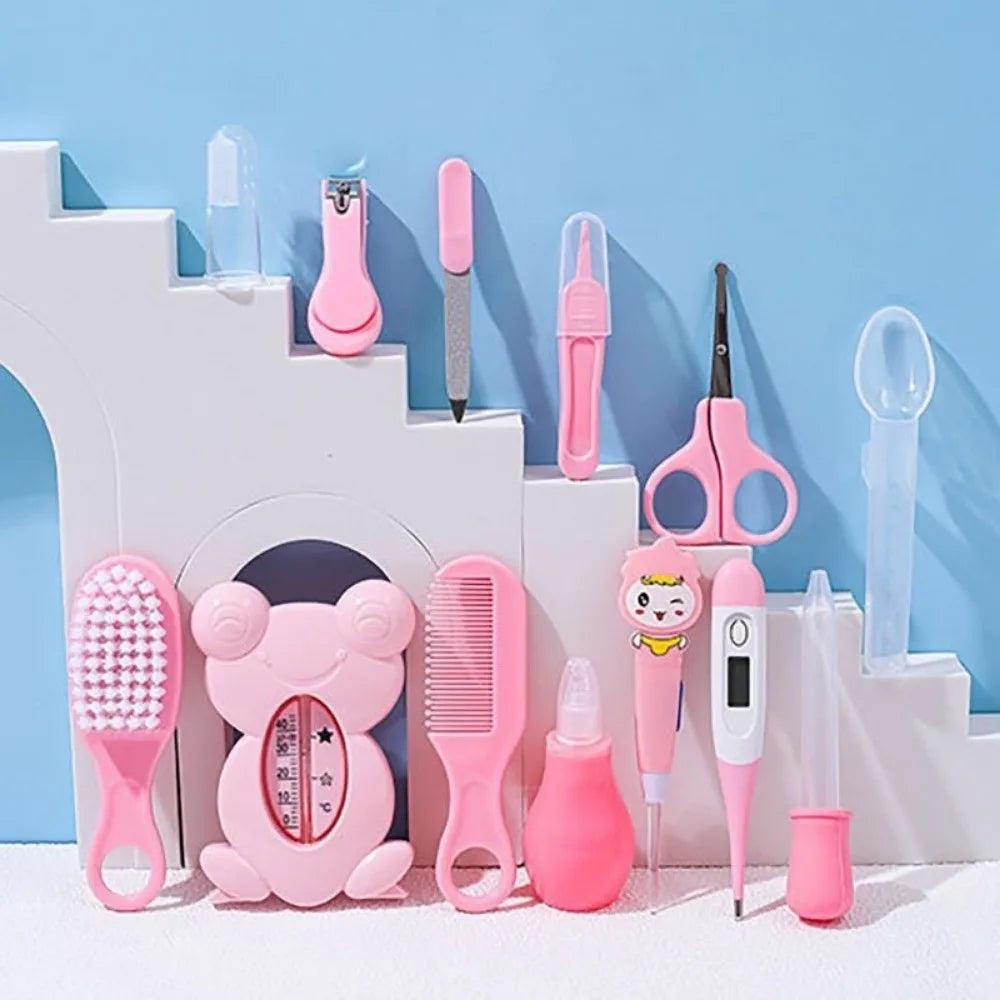 13Pcs/Set Multi-functional Baby Care Kit Hair Wash Brush Nasal Aspirator Baby Grooming Kit Comb Nail Clipper