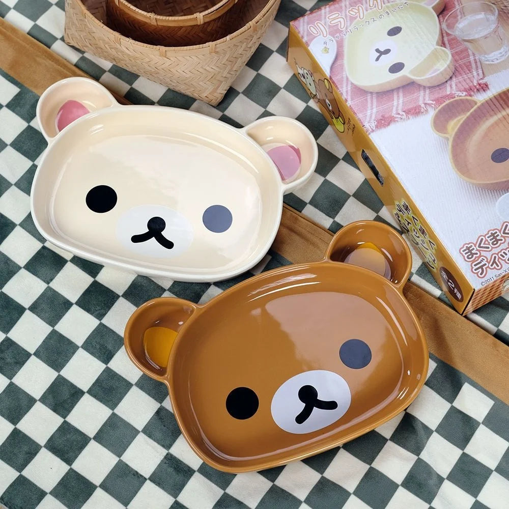 Cute Rilakkuma Ceramic Breakfast Plate Set Luxury Home Tableware Creative Sauce Dish Dinner Plate Kitchen Serving Set