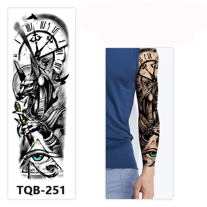 Waterproof Temporary Tattoo Stickers Clock Eye Large Arm Tattoo for Men Women Tiger Animal Fake Tatoo Sleeve