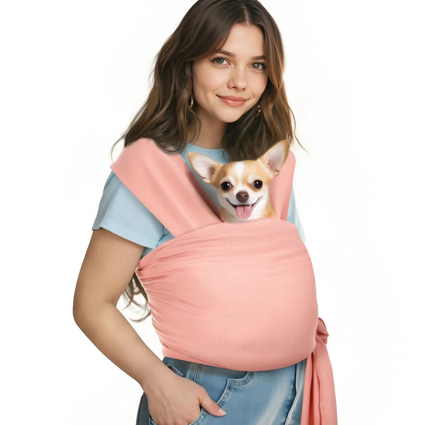 Pawaboo Pet Sling Carrier for Small Dogs and Cats Hands Free Dog Carrier Sling Anti-anxious Soft Cotton Front Facing Cat Carrier