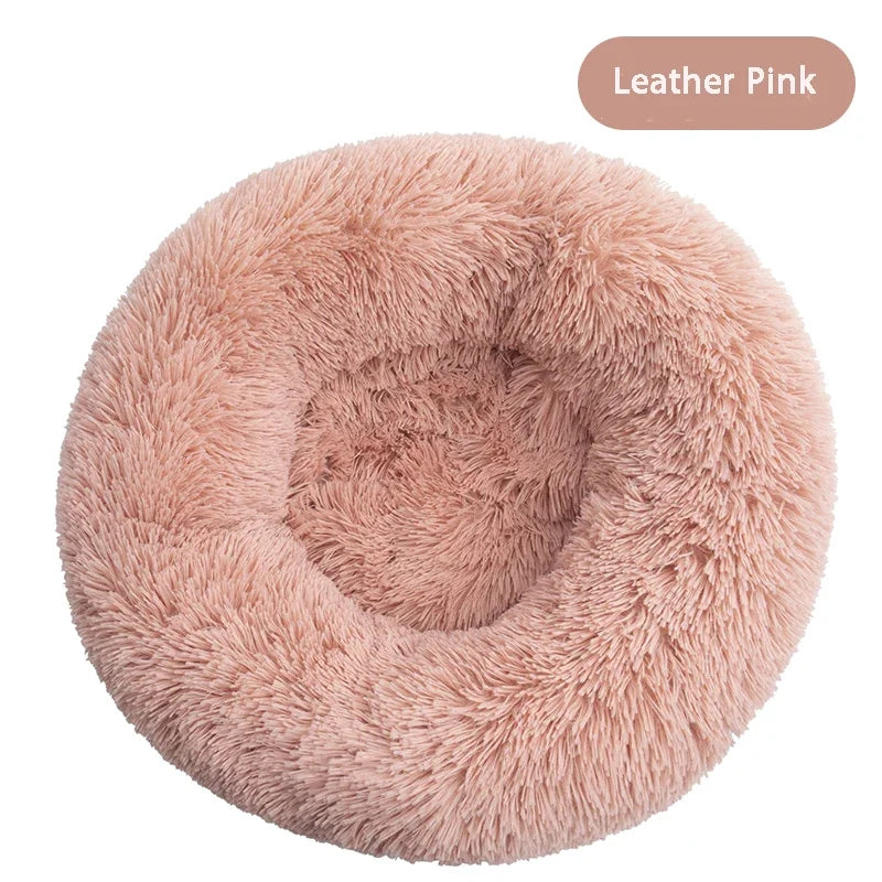 Round Dog Bed Long Plush Pet Kennel Washable Cat House Soft Cotton Mats Sofa For Small Large Dog Chihuahua Dog Basket Pet Bed