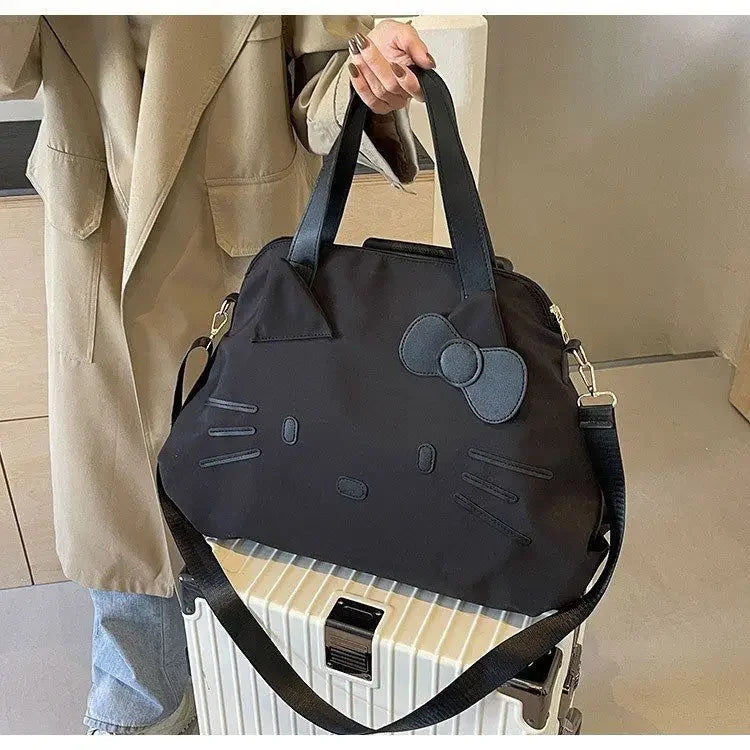 Sanrio large-capacity black travel bag KT business trip luggage bag Hello Kitty bow casual cartoon bag convenient backpack