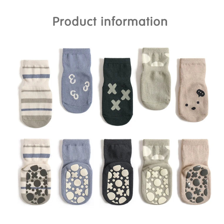5 Pairs/Lot Autumn Baby Toddler Anti-slip Socks Children's Cartoon Indoor Playing Floor Socks 0-5Y