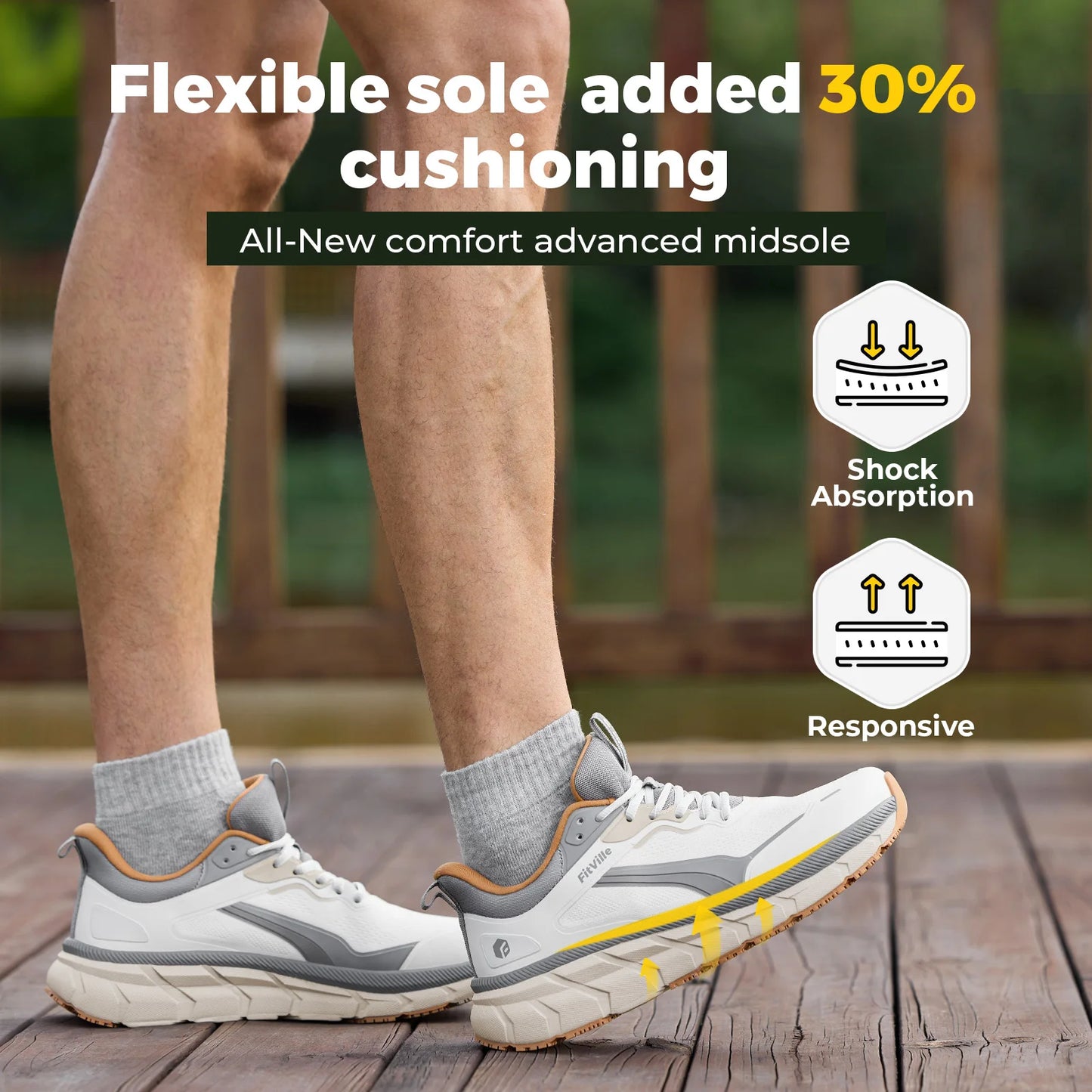 FitVille Extra Wide Men's Running Shoes Breathable Causal Sneakers Cushioned Sports Jogging Shoes for Men Non Slip Arche Support