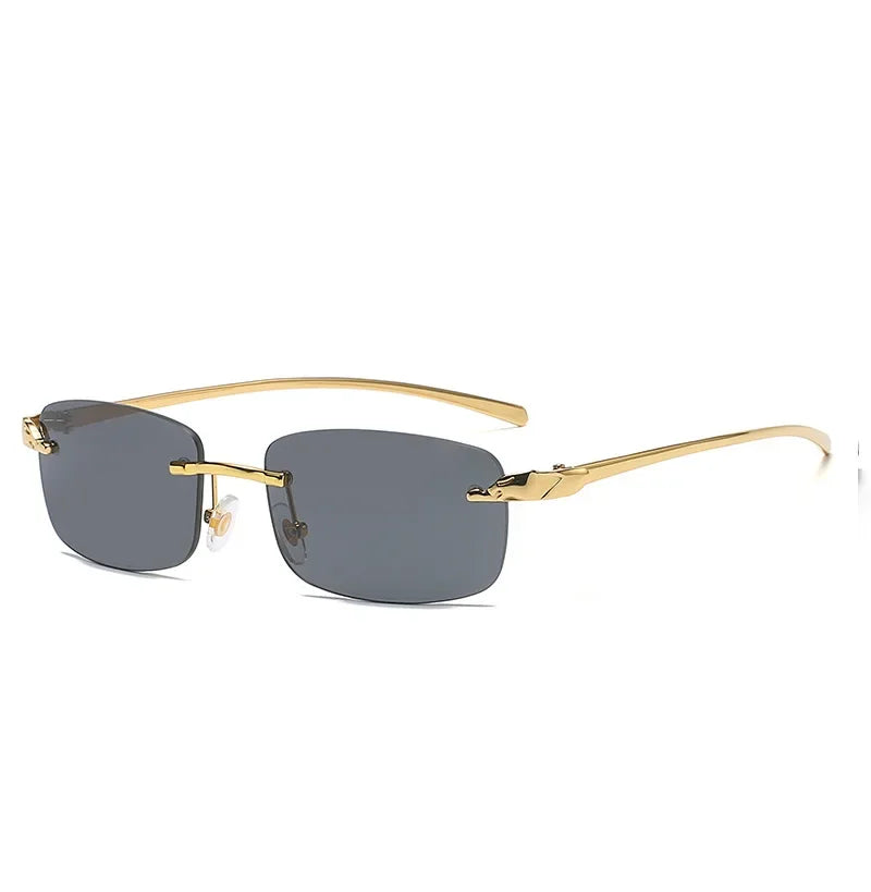 Fashion Vintage Rimless Square Sunglasses Women Men Luxury Brand Designer Popular Travel Driving Metal Small Sun Glasses