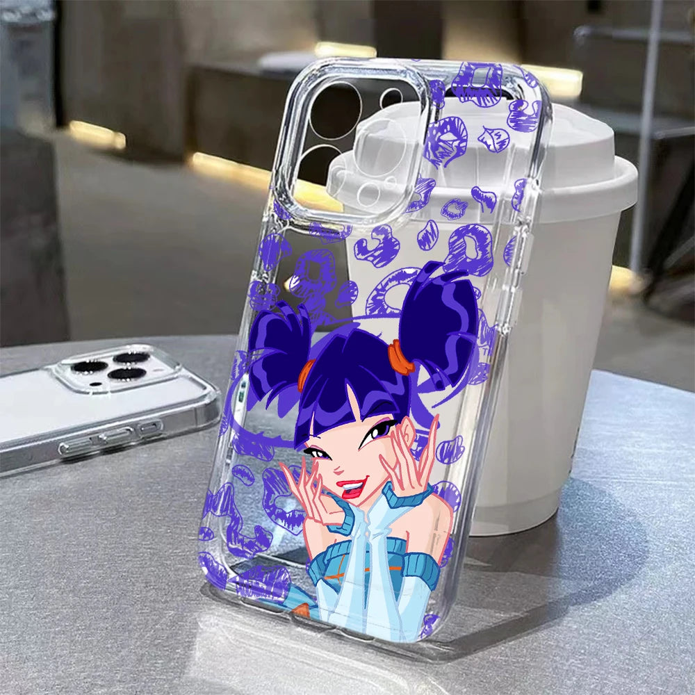 Lovely w-winxs c-clubs Phone Case For iPhone 17 16 16e 15 14 13 12 11 Mini Pro Max XR XSMax 7 8 Air Plus Transparent Back Cover