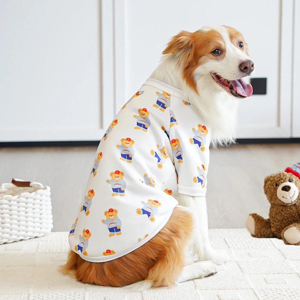 Universal 7.5-45kg Bear Patttern Pet Dog Cat T-shirt Cotton Dog Soft Breathable Clothes for French Bulldog Mediun Large Dogs