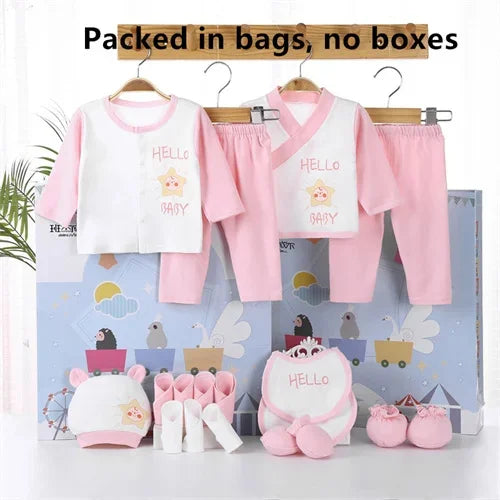 18piece/lot Newborn Baby Clothes For Girls Boys Sets New born Hat Bib 100% Cotton Infant Spring Autumn Soft Boy Clothing