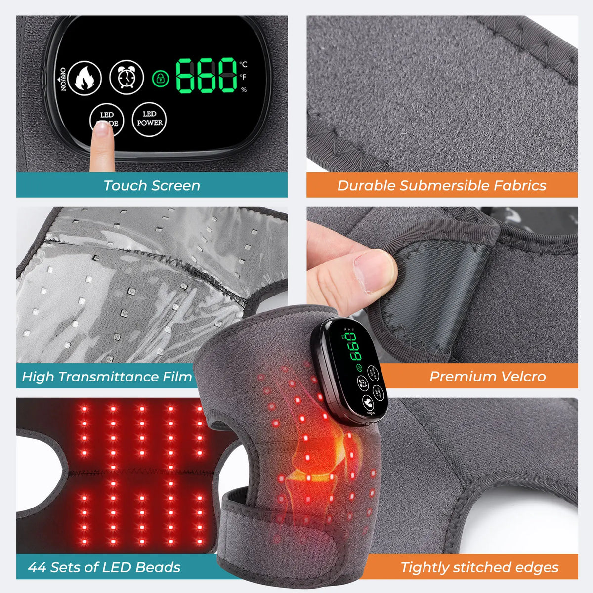 Multifunctional Shoulder/Knee Support Belt 660 and 850nm Red Light Shoulder Heating Vibration Massage Wrap Pad Warm Brace
