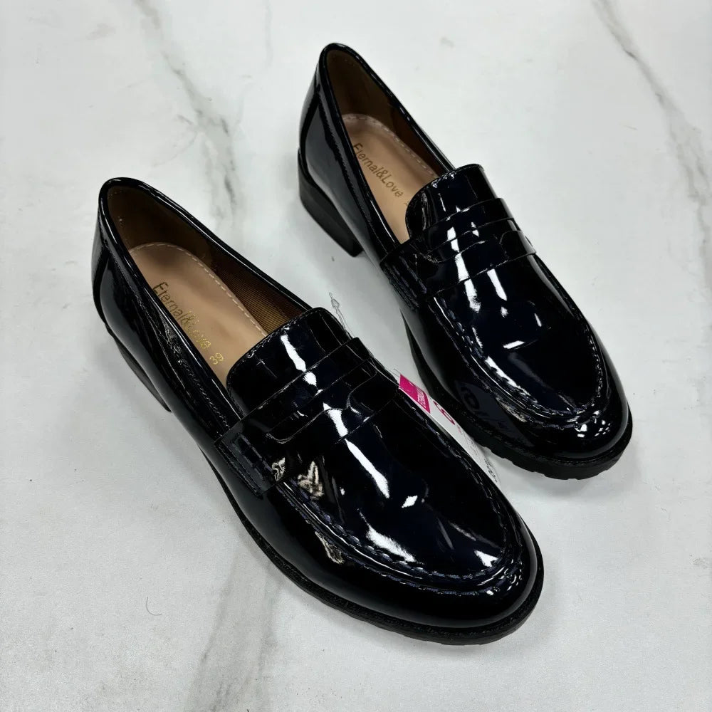 Fashionable Versatile Patent Leather Bright Face British Style Flat Shoes Comfortable Microfiber Face Adult Men Women Summer Sho