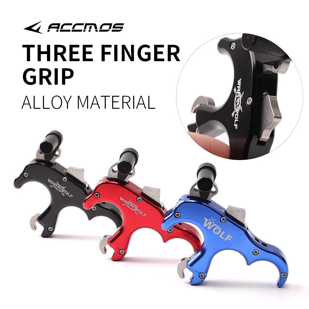 Handheld Aluminum Alloy 3 fingers Automatic Grip Caliper Release Aid Thumb Dispenser Archery Compound Bow Shooting Hunting