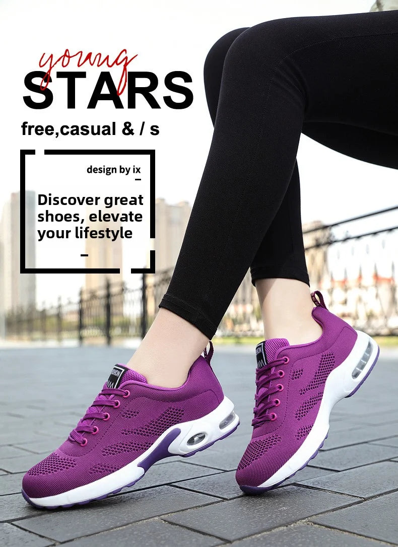 Women Mesh Breathable Casual Sneakers Lace-up Vulcanized Shoes Ladies Platform Sneakers Female Shoes Plus Size Zapatos De Mujer
