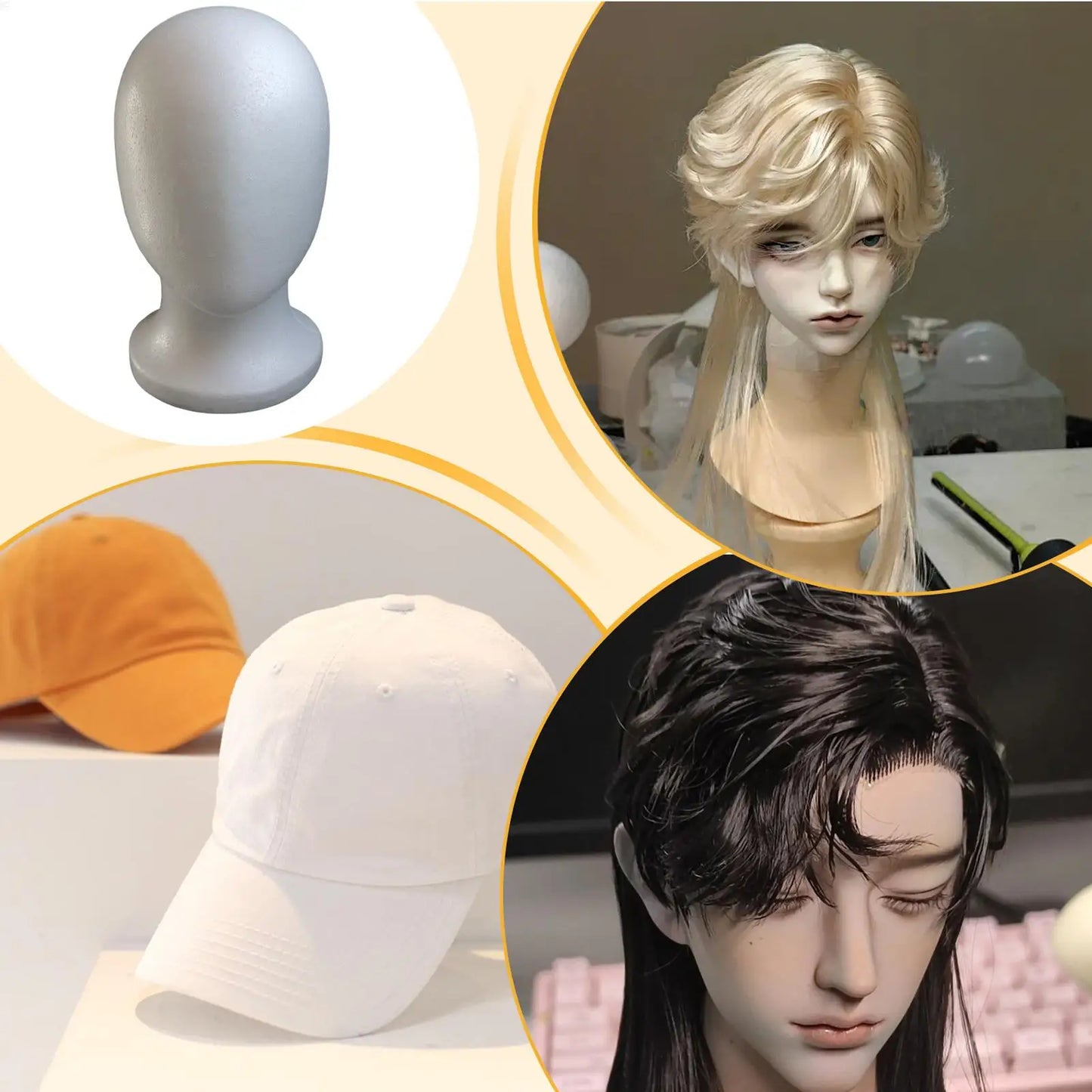 Mannequin Foam Head Faceless Hair Styling Display Model Mannequin Head Prop For Displaying Hats Hairpieces Arts Crafts