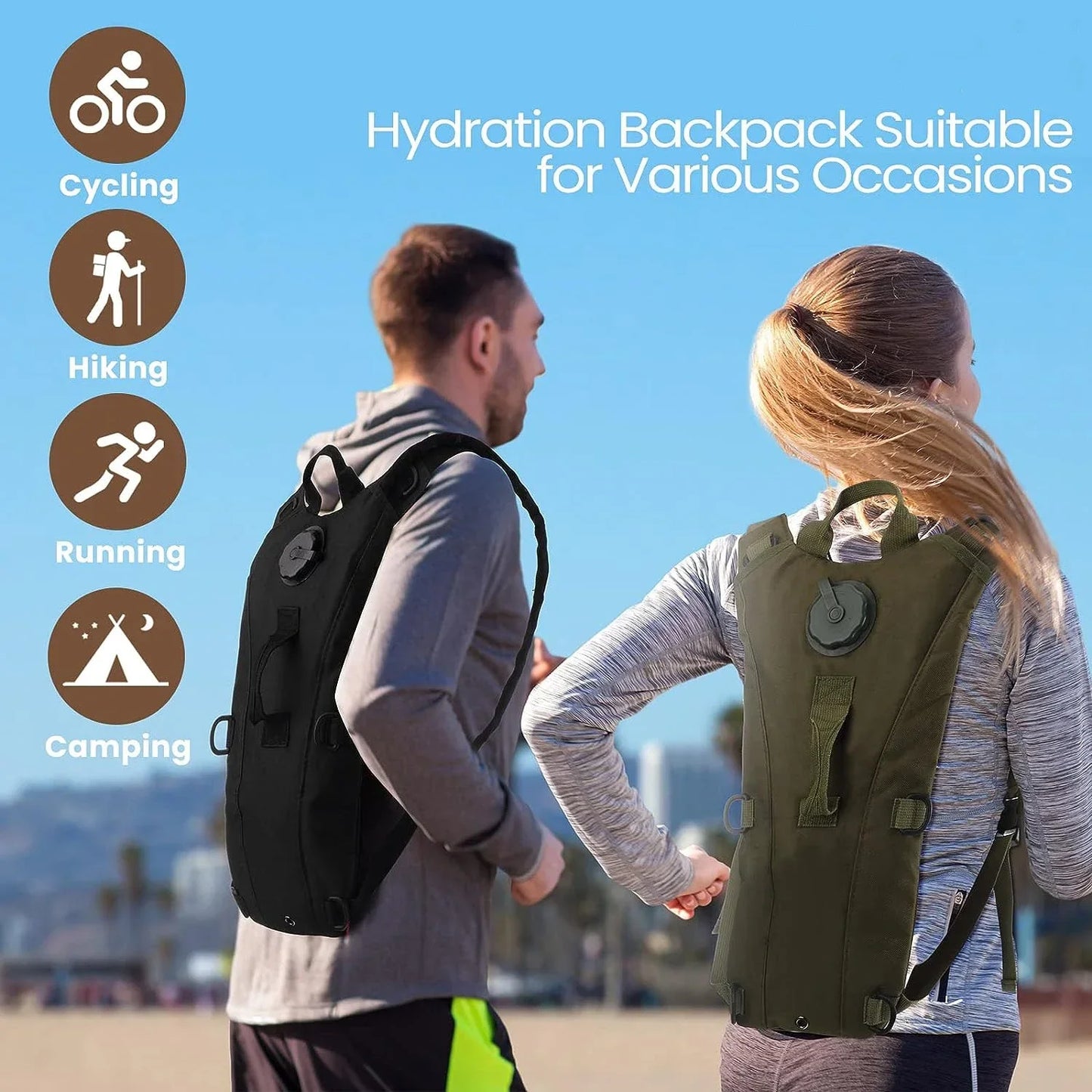 3L Water Bladder Hydration Backpack Waterproof Lightweight Nylon Outdoor Sports Bag For Hiking Cycling Running Climbing