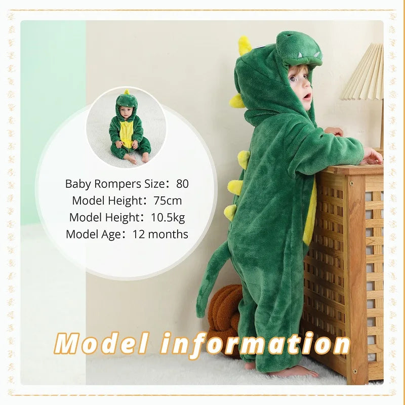 MICHLEY Carnival Dinosaur Baby Winter Costume Rompers Clothes Cute Cartoon Jumpsuit Bodysuit Overall Unicorn For Girls Boys Kid