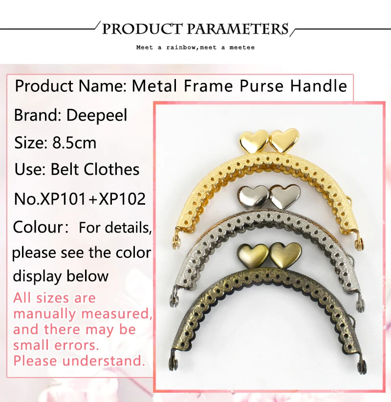 1/2/5/10Pcs 8.5cm Embossed Metal Bags Handle Purse Frame Kiss Clasp for Coin Wallet DIY Handmade Sewing Brackets Bag Accessories