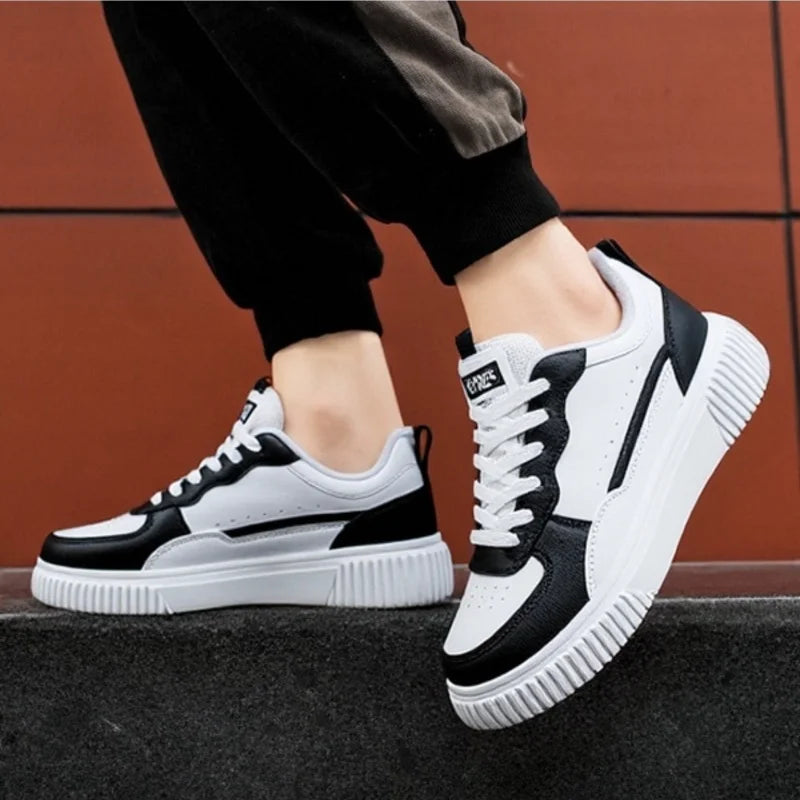 YRZL Fashion Leather Men Casual Shoes Lightweight Running Shoes Platform White Sneakers Outdoor Breathable Sport Shoes Shoes