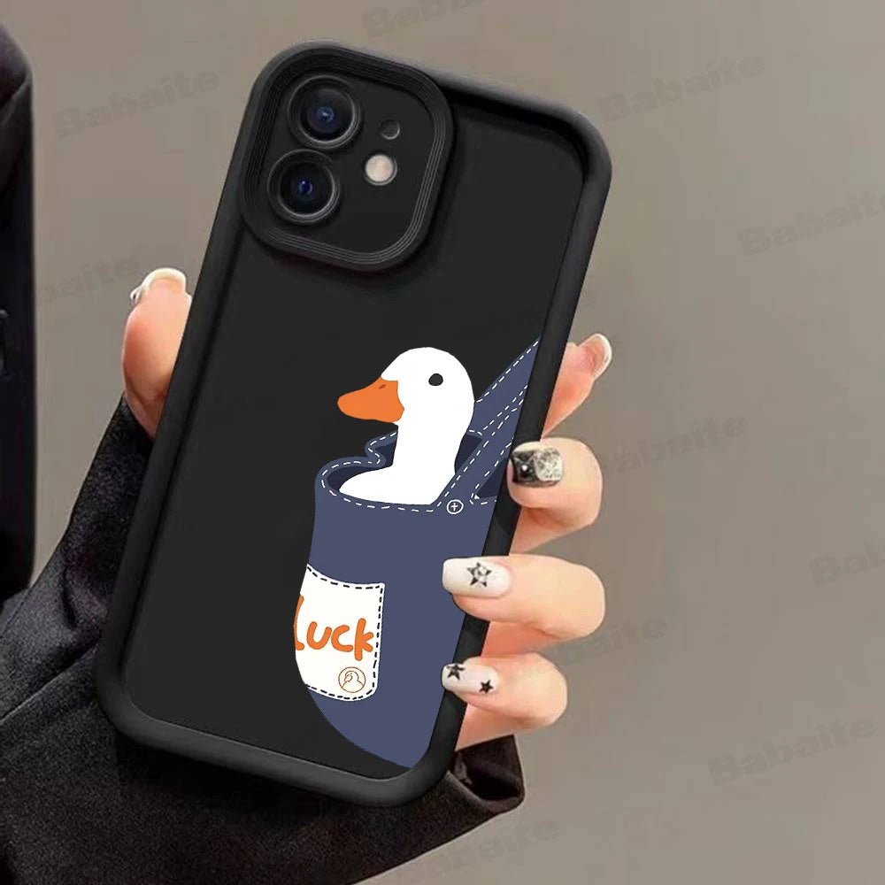 Cartoon Duck Goose Phone Case for iPhone 17e 17 16e 16 15 14 13 12 11 Air Pro Max Mini XR XS X 7 8 6 6s Plus Soft TPU Back Cover