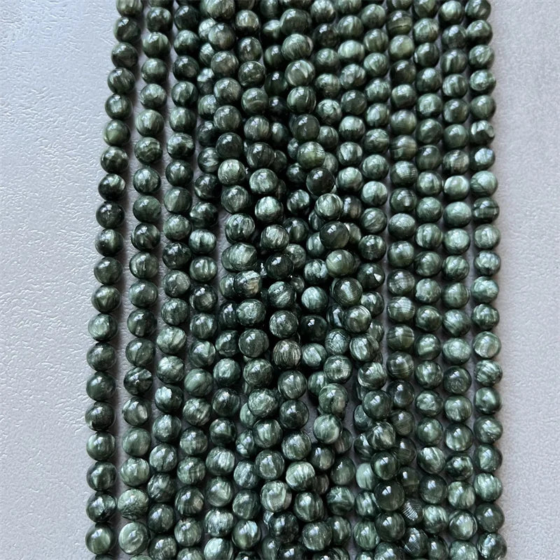 6MM Green Charoite 10MM Purple Jade Effect Natural Genuine Seraphinite Gemstone Loose Beads for Jewelry Design DIY Clinochlore