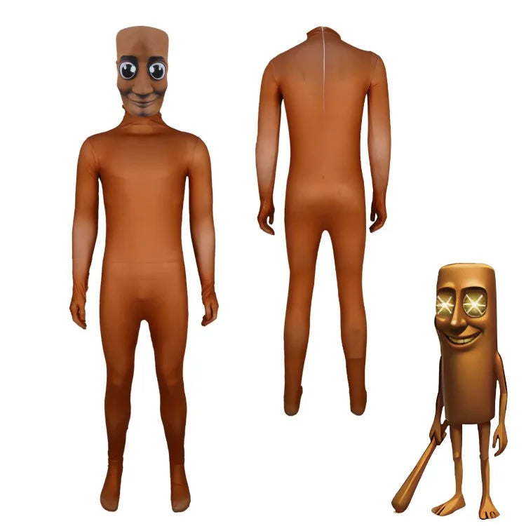 Cartoon Tung Sahur Costume Kids Long Sleeve Bodysuits Children Stage Performance Halloween Carnival Jumpsuit Mask Sets