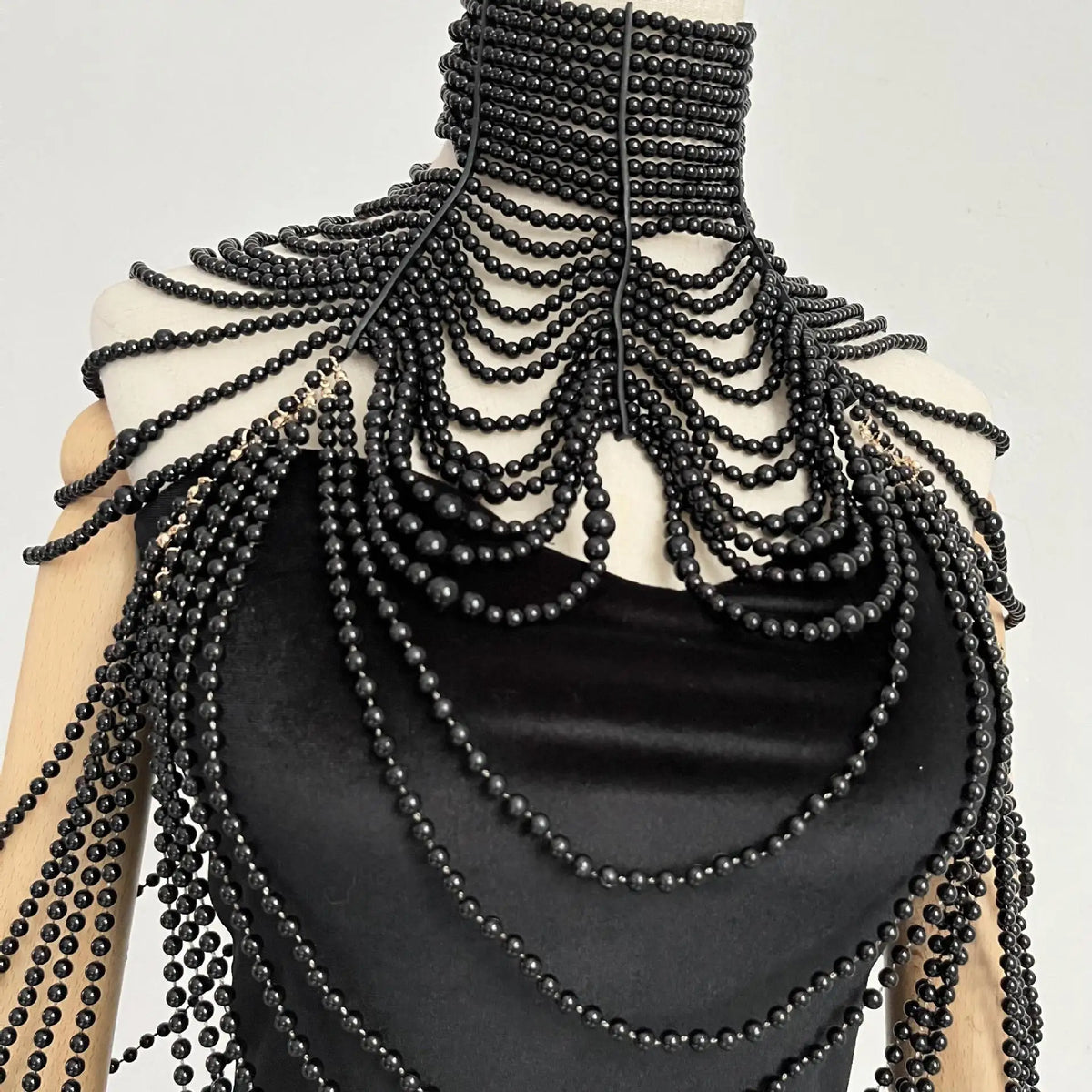 Luxury Women Pearls Choker Necklace Bride Wedding Gown Cape Multi-layers Pearls Beaded Wide Body Chain Collar Necklace Jewelry