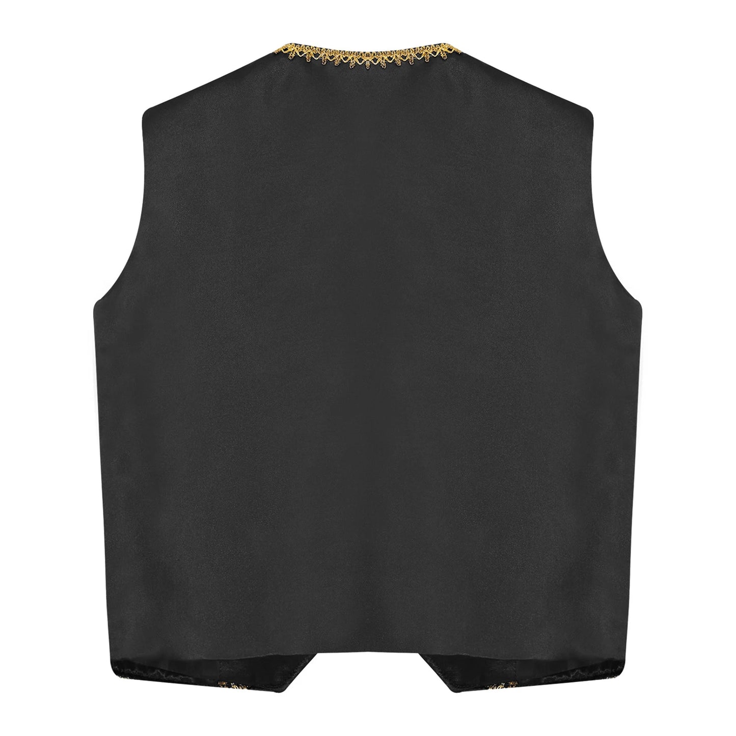 Kids Girls Boys Medieval Steampunk Costume Arabian Prince Sleeveless Golden Trim Waistcoat Vest Halloween Cosplay Fancy Dress Up