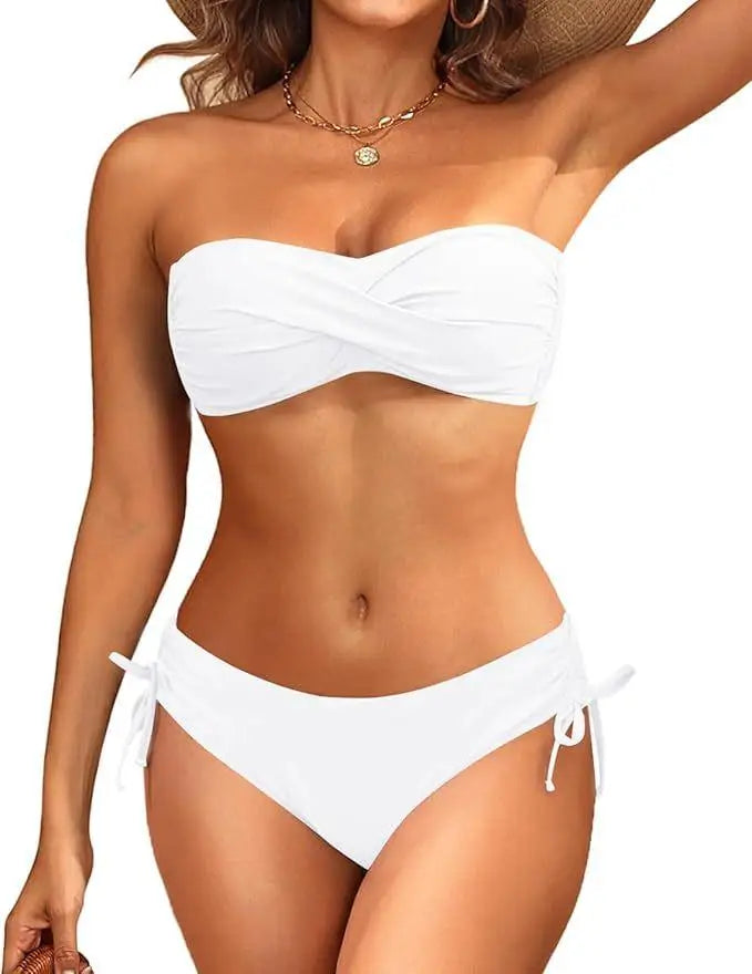 UltraAdjustable Bikini Sculpting High Waist Bikini Removable Padded Supportive Bikini Beach Vacation Tropical Swimwear